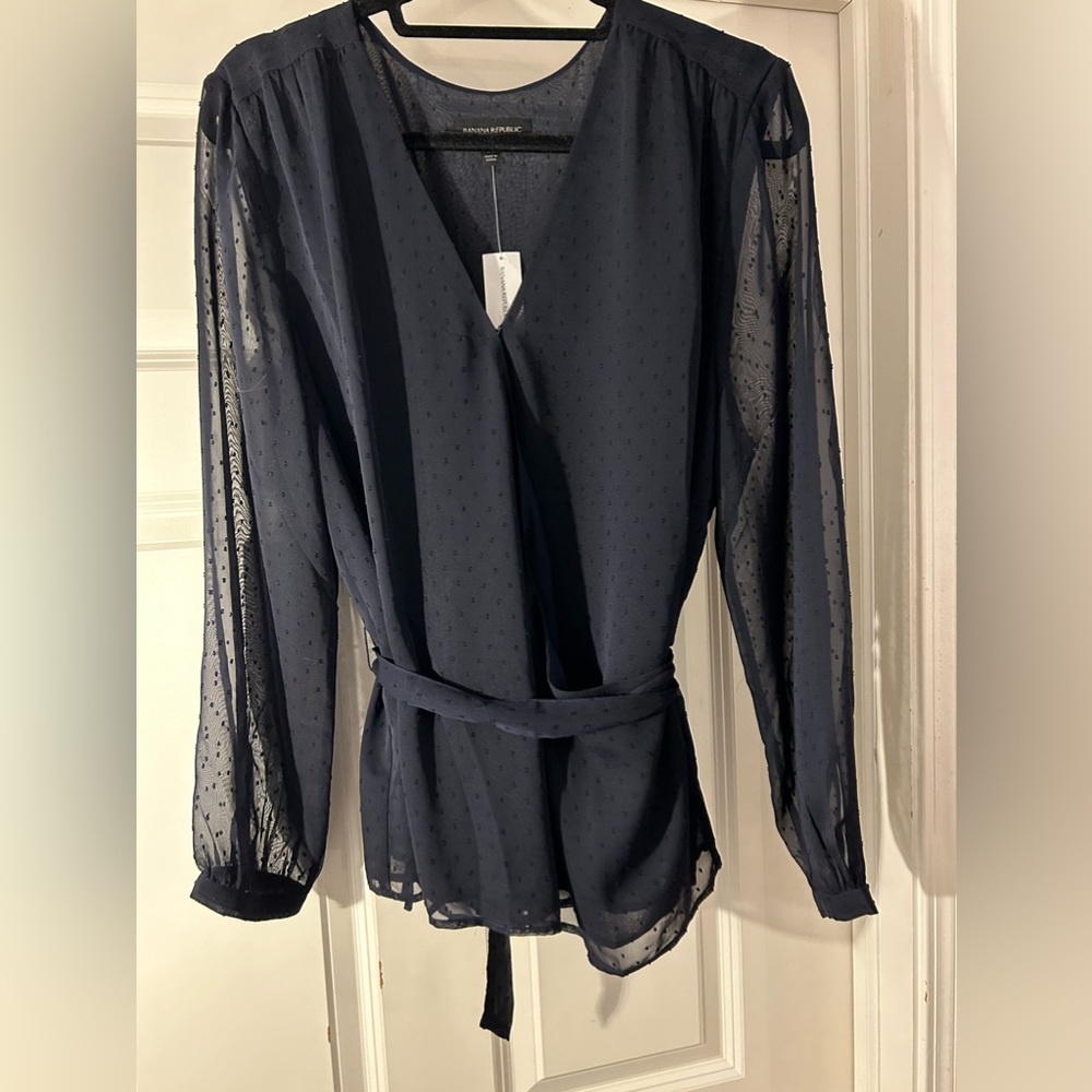 BANANA REPUBLIC - NAVY BLUE LONG SLEEVE BLOUSE - SIZE XL - BRAND NEW WITH TAGS